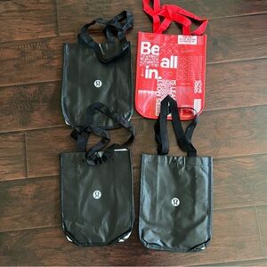 Lululemon Athletia Small Reusable Shopping Bag x 4 (3 black & 1 red)